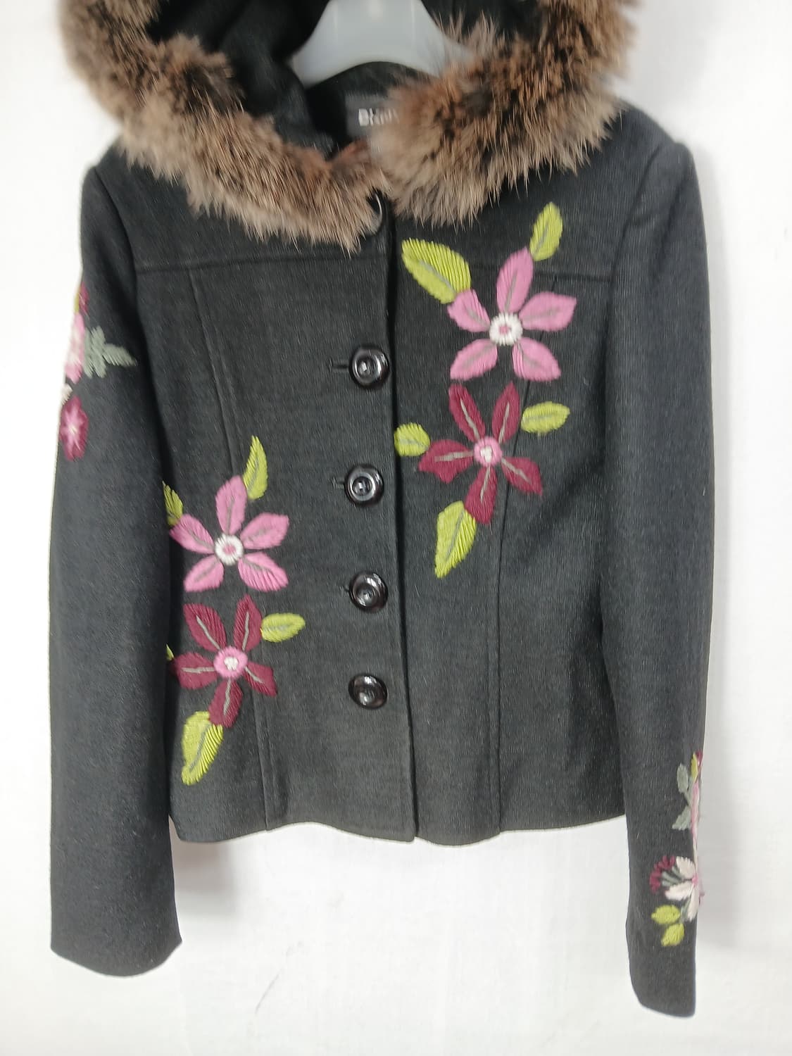 DKNY 빈티지 꽃 자수 후드 블랙자켓 85 XS 상품이미지5