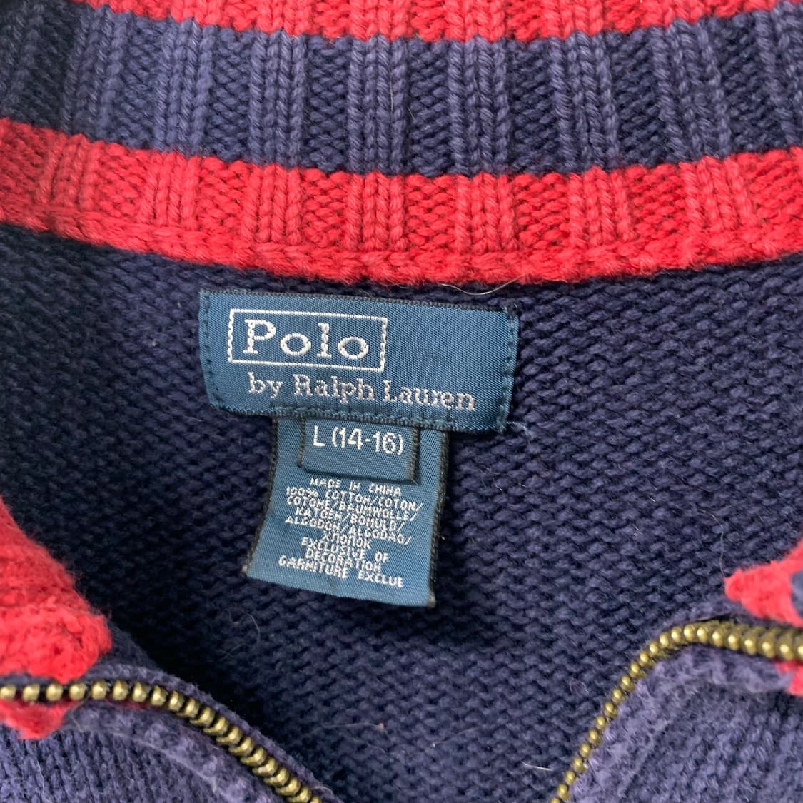 폴로 랄프로렌 빅포니 배색 반집업 니트 상품이미지5