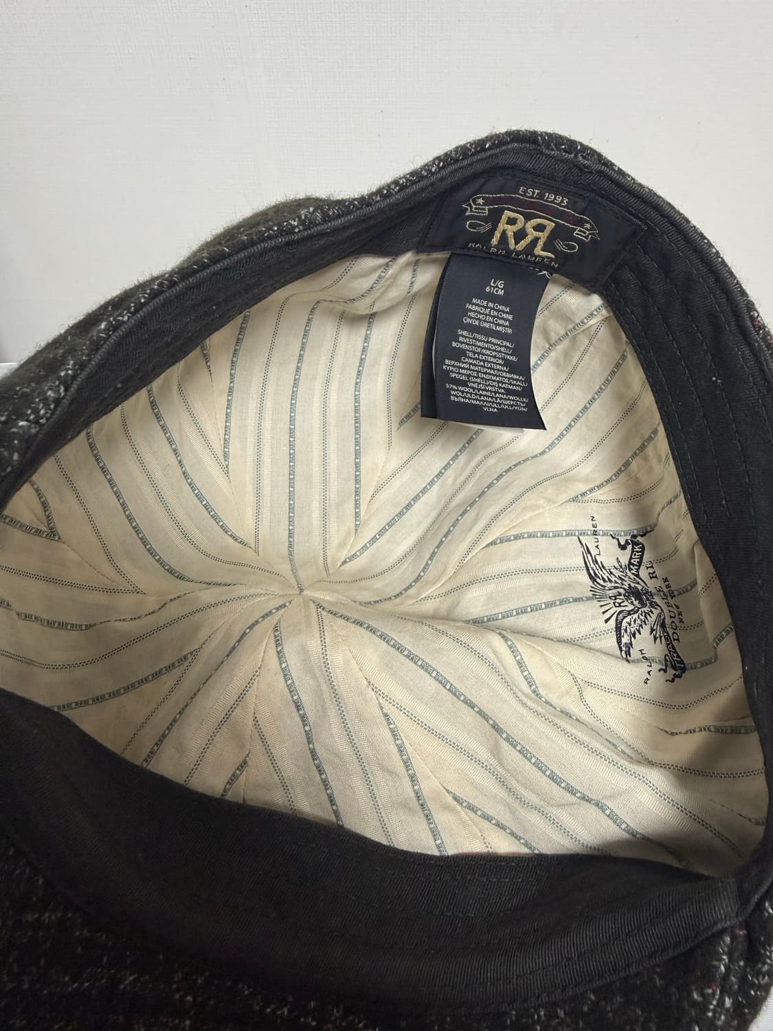 RRL 랄프로렌 모직 체크 헌팅캡 L/G 61cm 상품이미지3