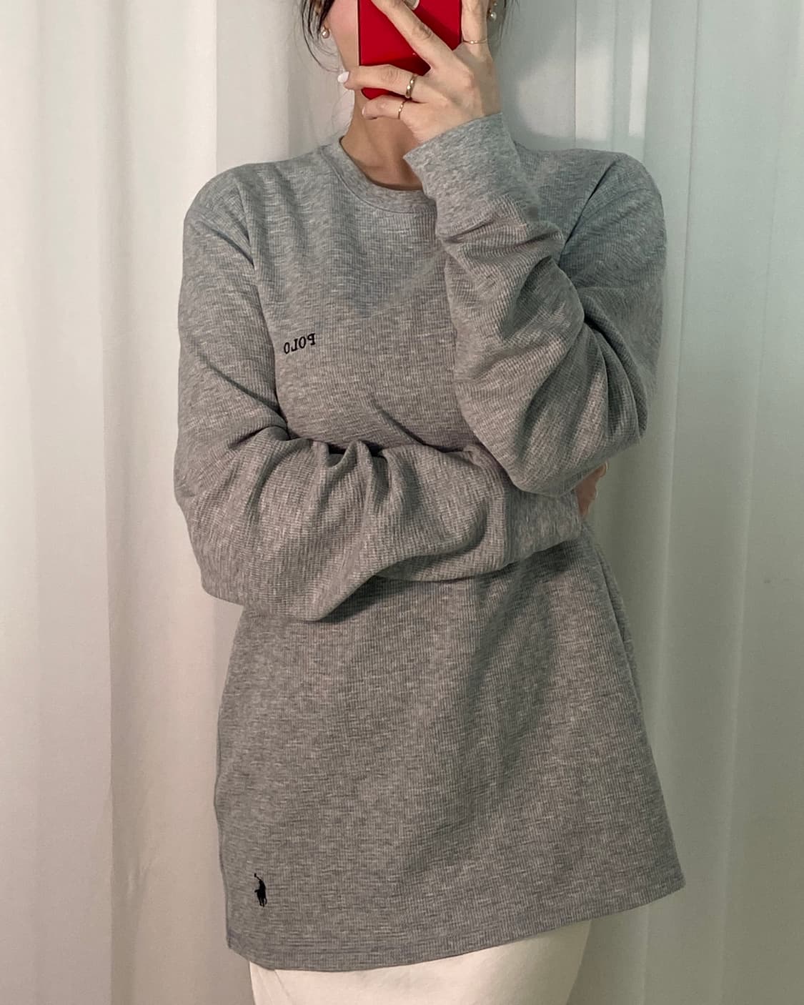 폴로 그레이 와플 니트 상품이미지1