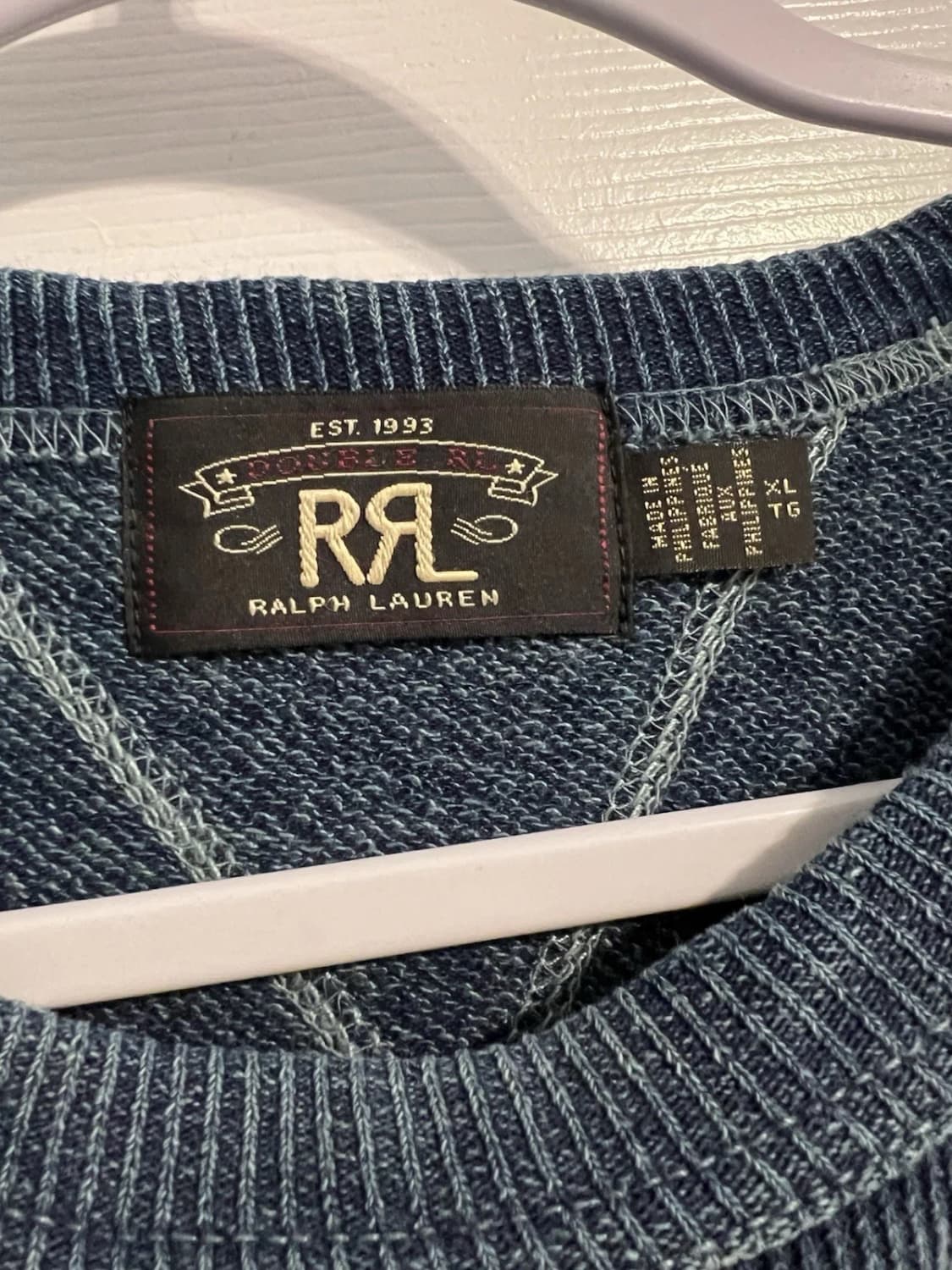 XL 더블알엘 인디고 블루 맨투맨 스웻셔츠  상품이미지3