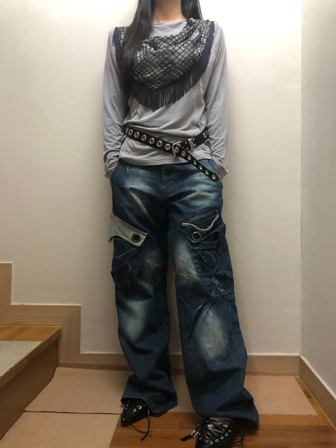 빈티지 데님 펑크 디테일 팬츠 상품이미지4