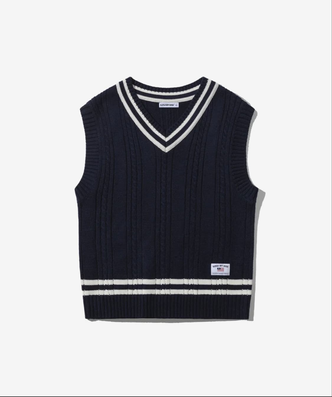 V NECK CABLE KNIT VEST [NAVY] 상품이미지1