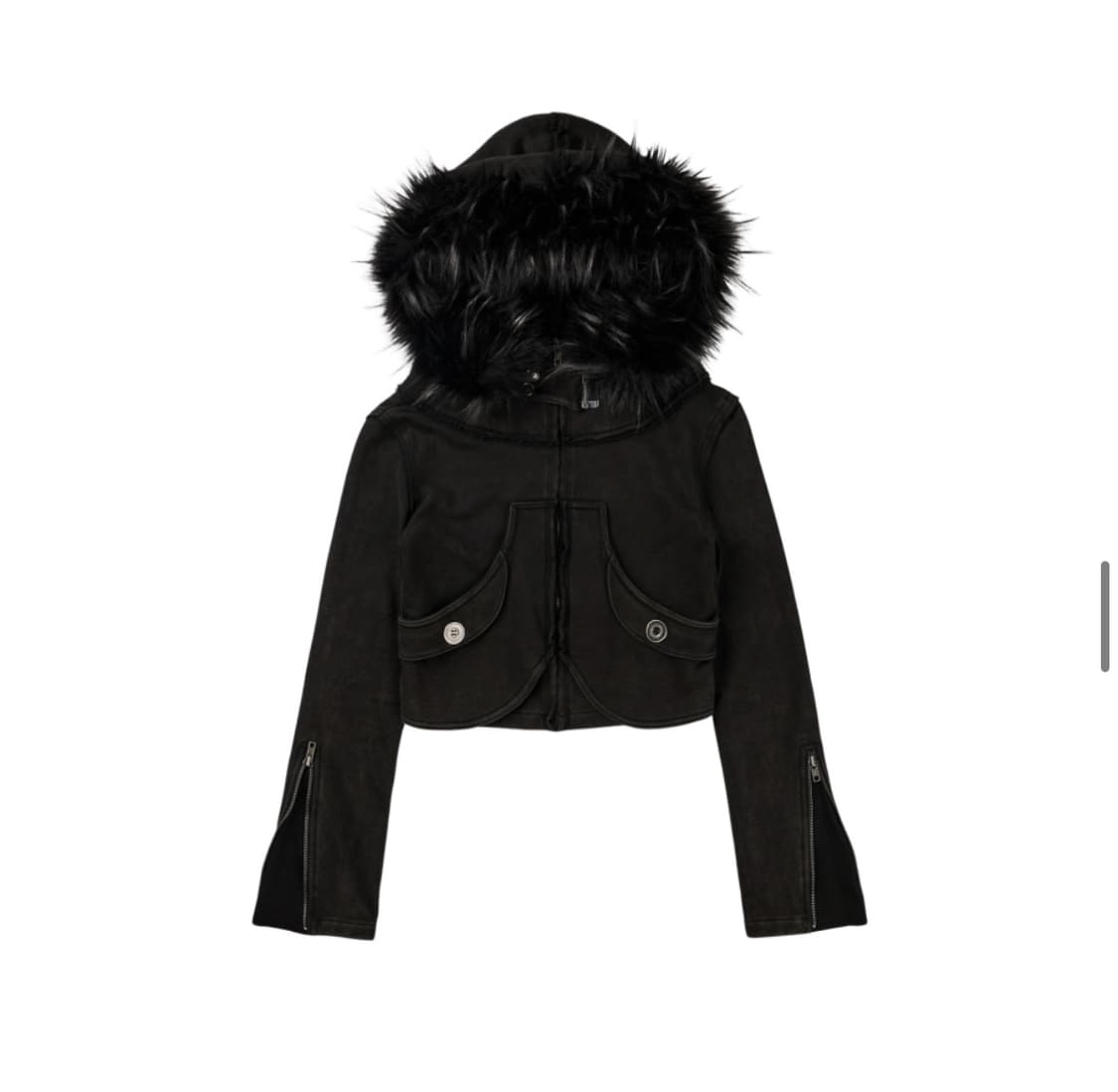 보니앤키예 퍼 후드집업 블랙 1사이즈 상품이미지2