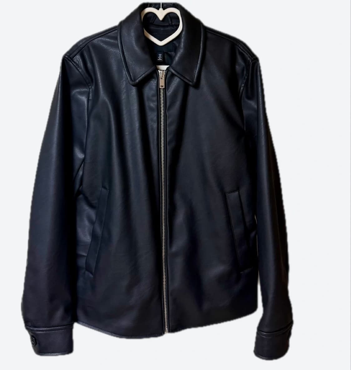 h&m 남성 싱글 비건 레더 자켓 블랙 m사이즈 상품이미지1