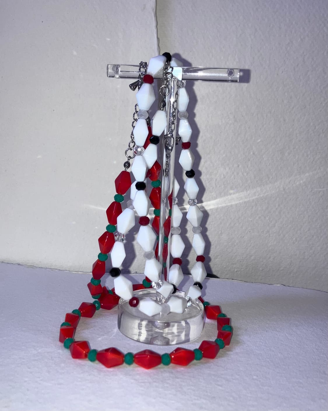 핸드메이드 비즈 목걸이 | 아카이로 마름모&크리스탈비즈 목걸이 |  상품이미지9