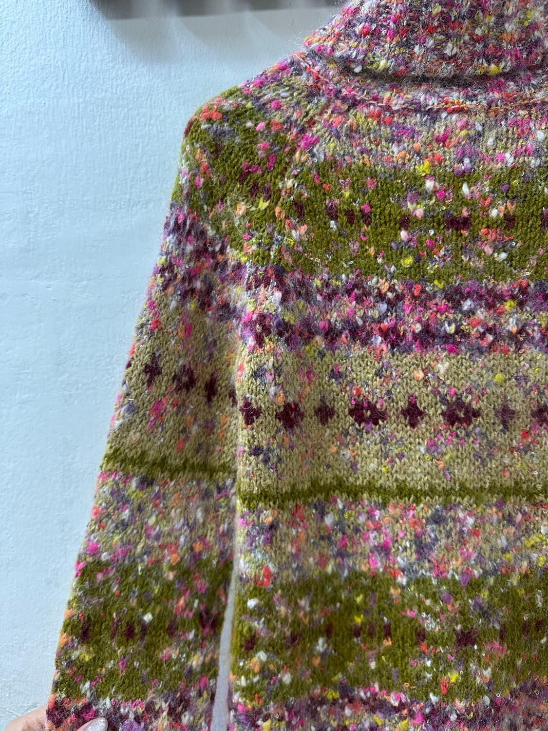 완전에이스✨일본빈티지 모헤어 믹스 멀티 컬러 니트 하이넥 스웨터 니트 상품이미지5