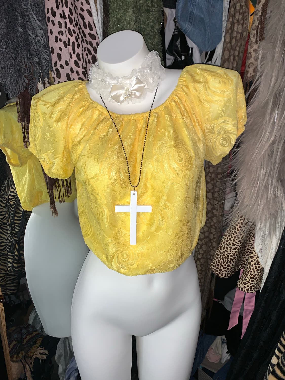 세실맥비 옐로우 퍼프 레이스 블라우스탑 상품이미지1