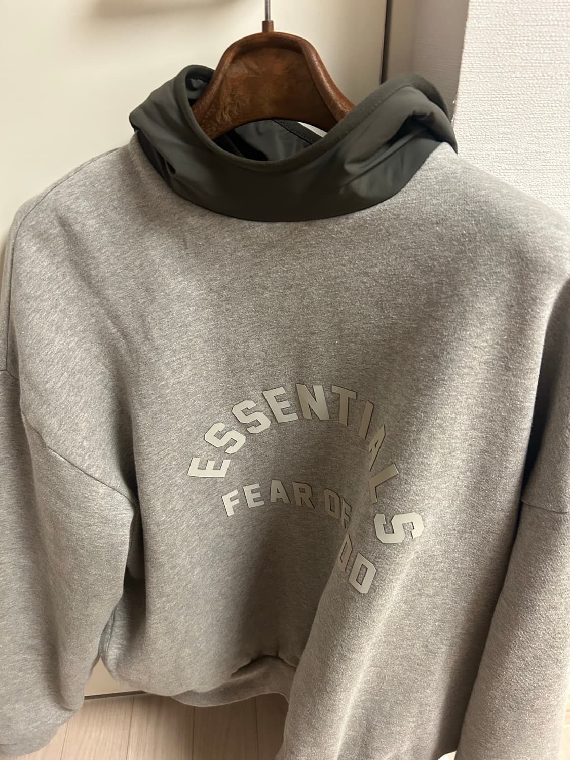 에센셜 후드 나일론 플리스 다크 헤더 오트밀 M사이즈 상품이미지3