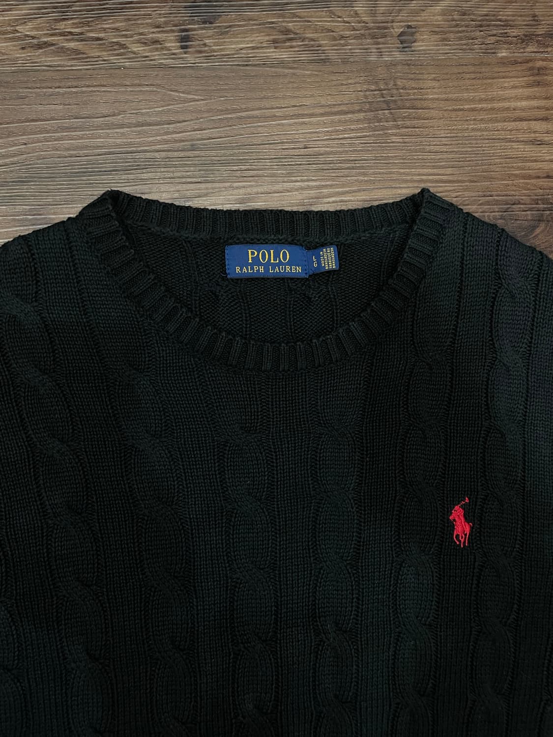 폴로 랄프로렌 케이블 니트 코튼 스웨터 블랙 상품이미지2