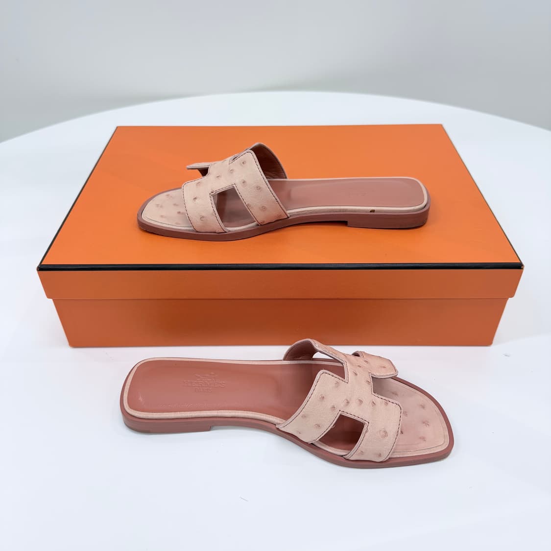 [S급/220] 에르메스 오란 오스트리치 여성 샌들 슬리퍼 로즈핑크 상품이미지4