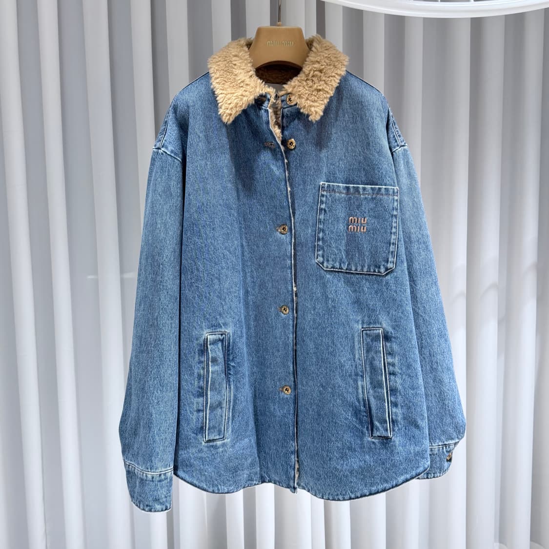 42 / 미우미우 시어링 자수 데님 블루종 자켓 / 남성용 상품이미지3