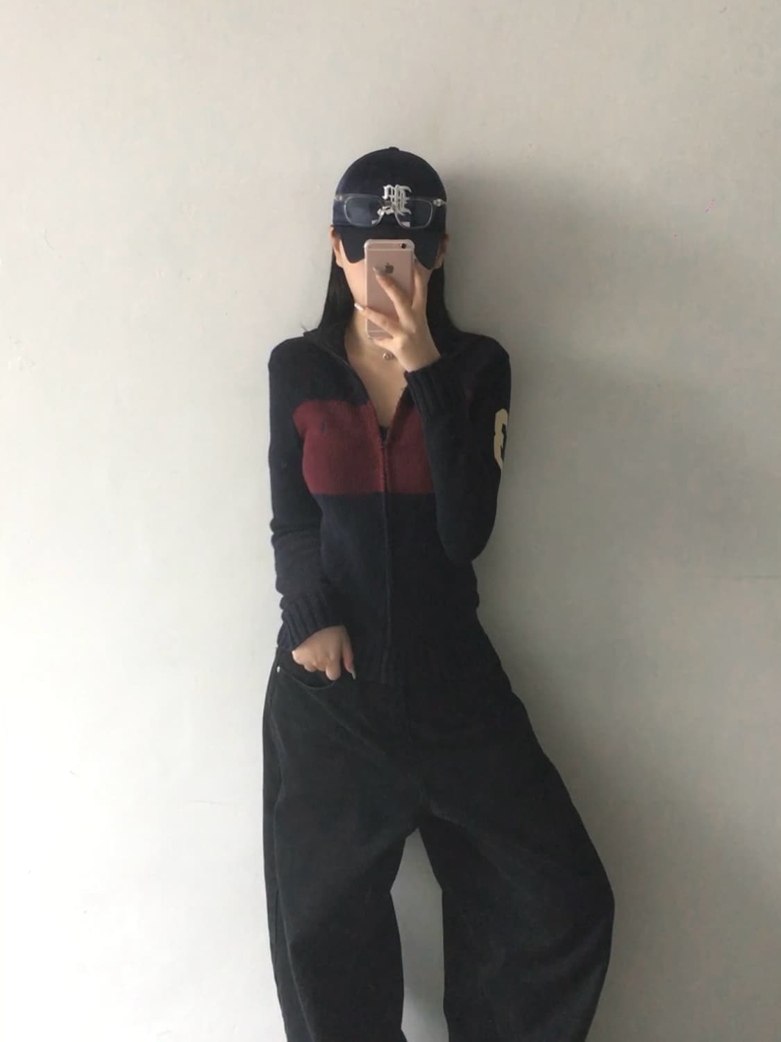 폴로 배색 니트집업 상품이미지1