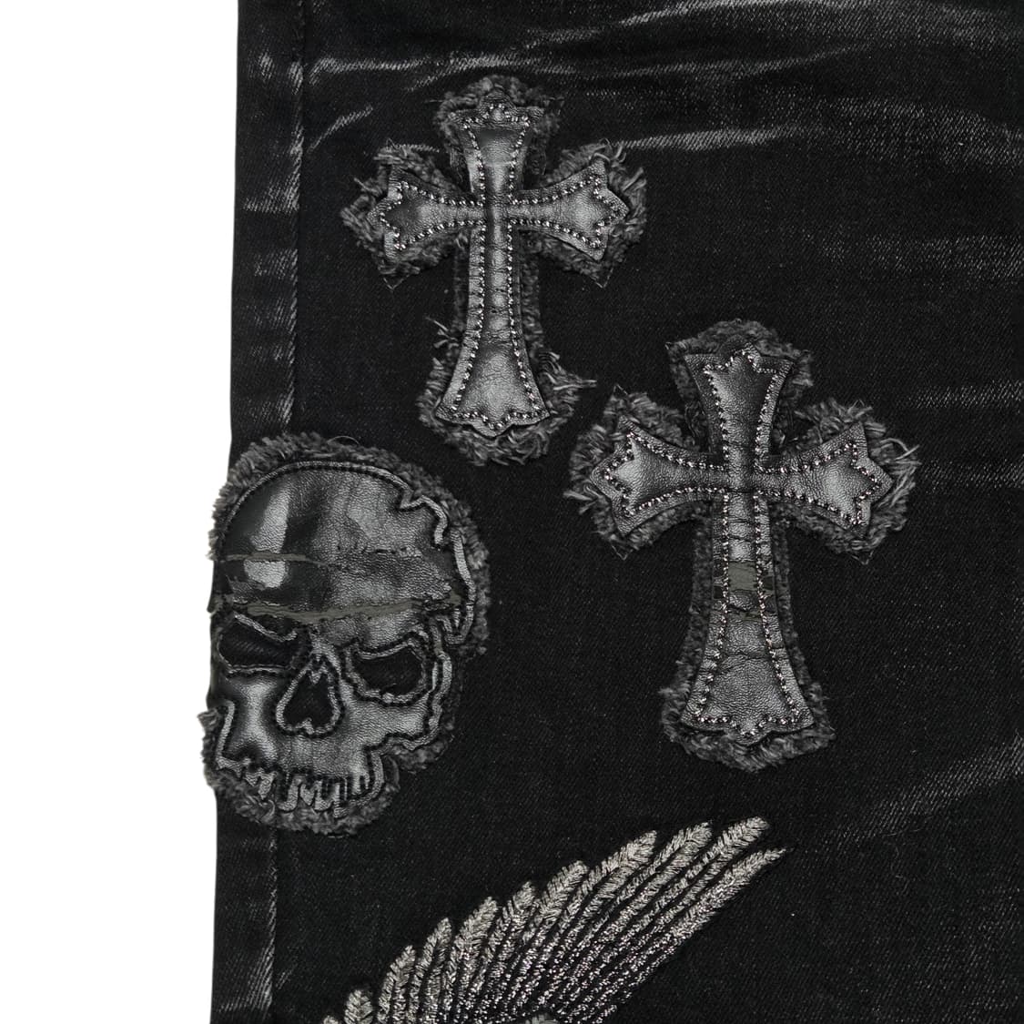 Cloud72 클라우드72 30사이즈 가죽 자수 패치 블랙 데님  상품이미지8