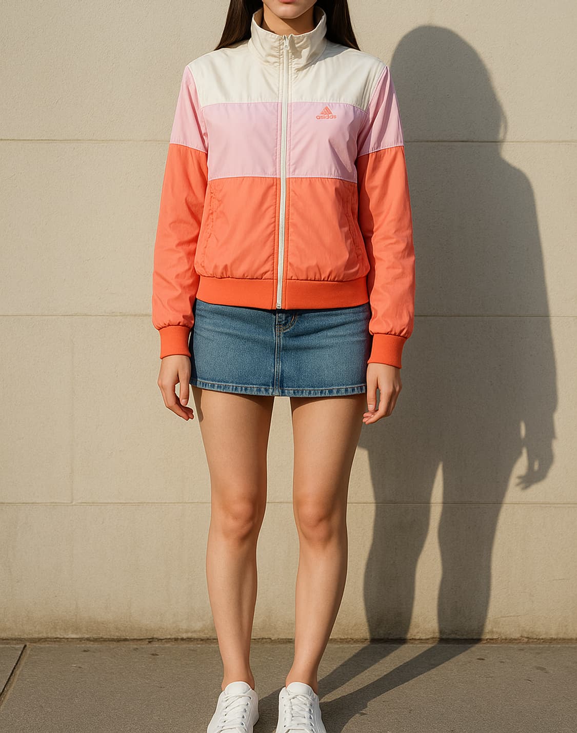 아디다스 컬러블록 바람막이 핑크 오렌지_90 상품이미지1