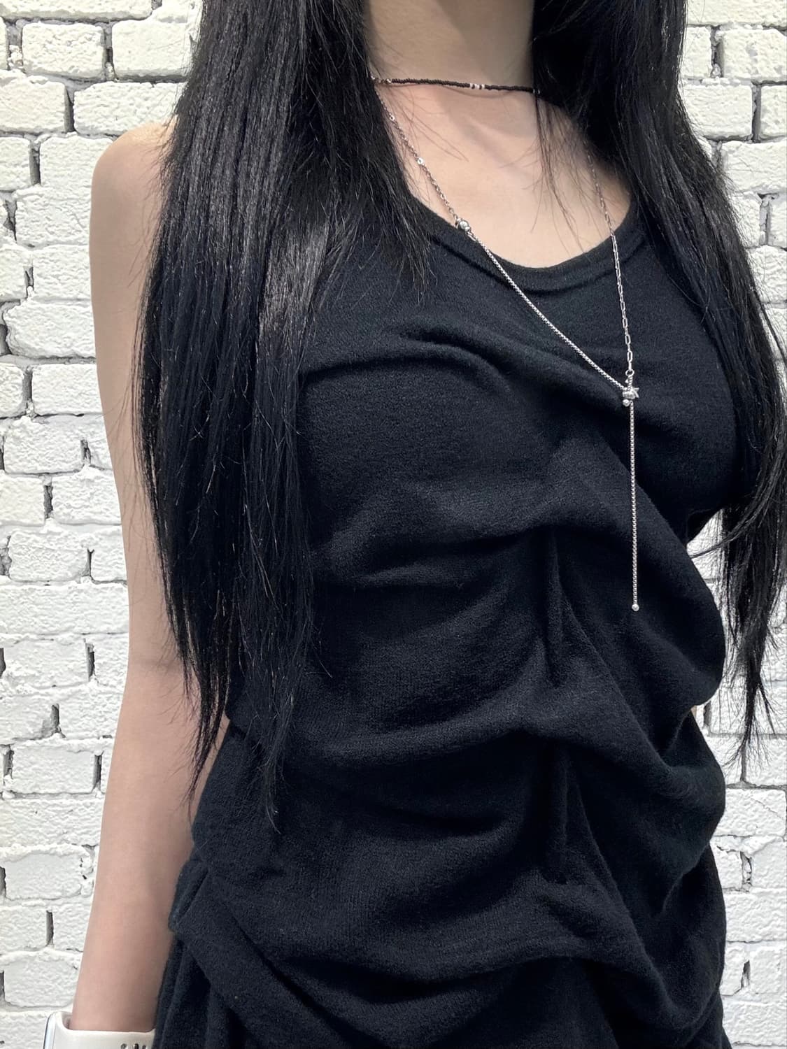 Draped Asymmetric Knit Mini Dress 상품이미지3