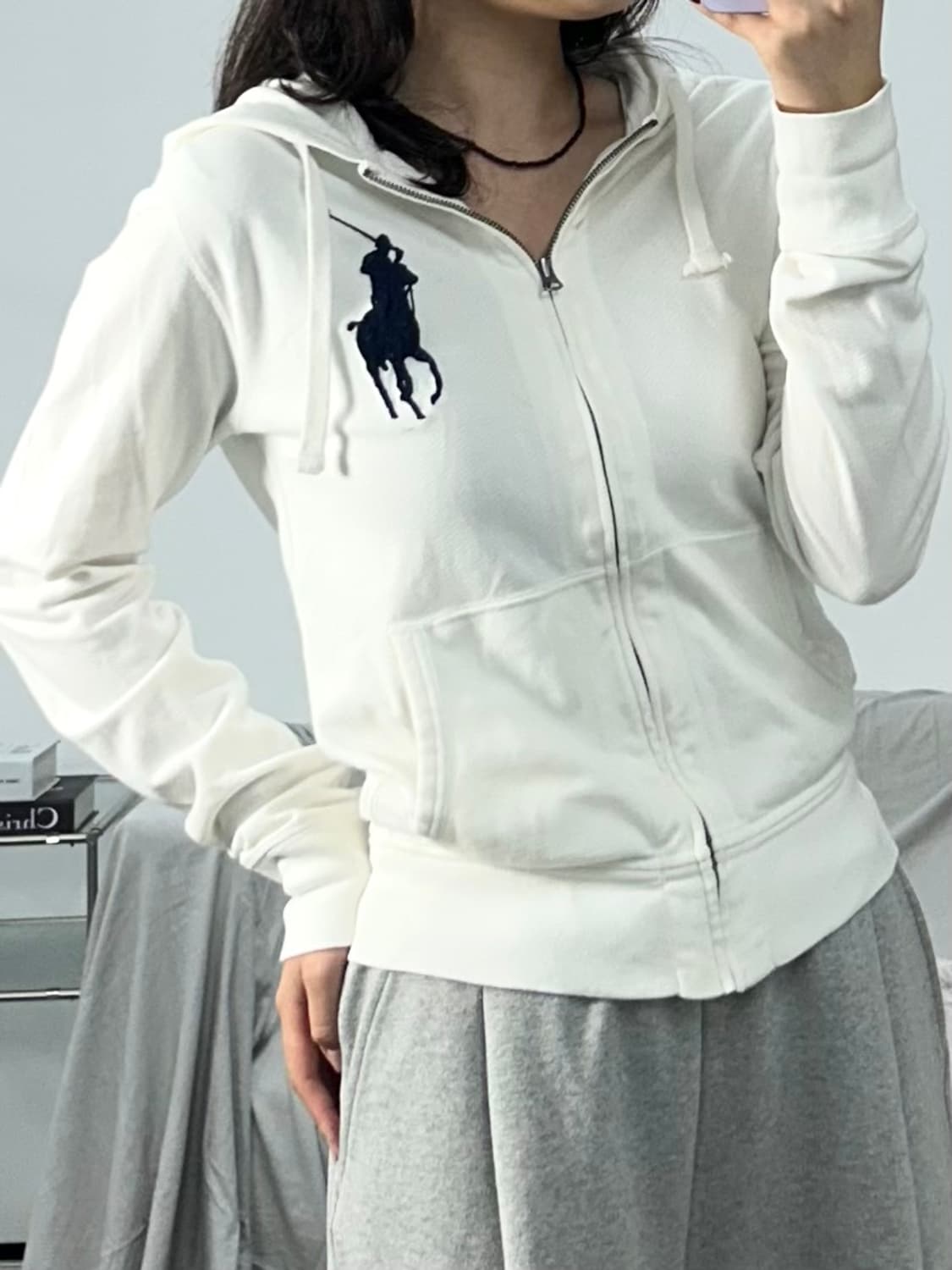 폴로 랄프로렌 빅포니 후드집업 화이트 S 상품이미지1