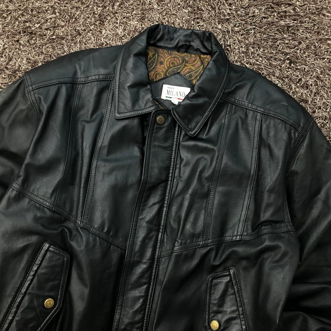 L 빈티지 소가죽 봄버 레더 자켓 상품이미지2
