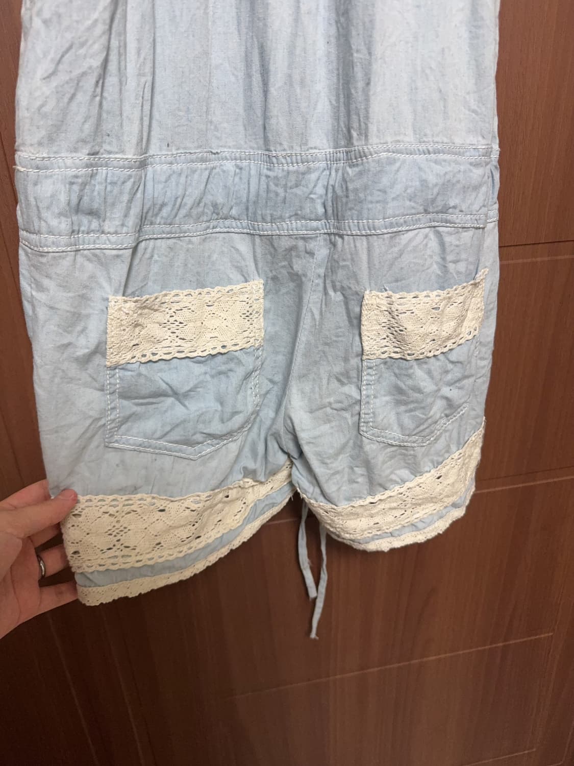 모리걸 하구미 헤이세이 일본 빈티지 점프수트 레이스 눈꽃 도트 이너티 상품이미지7