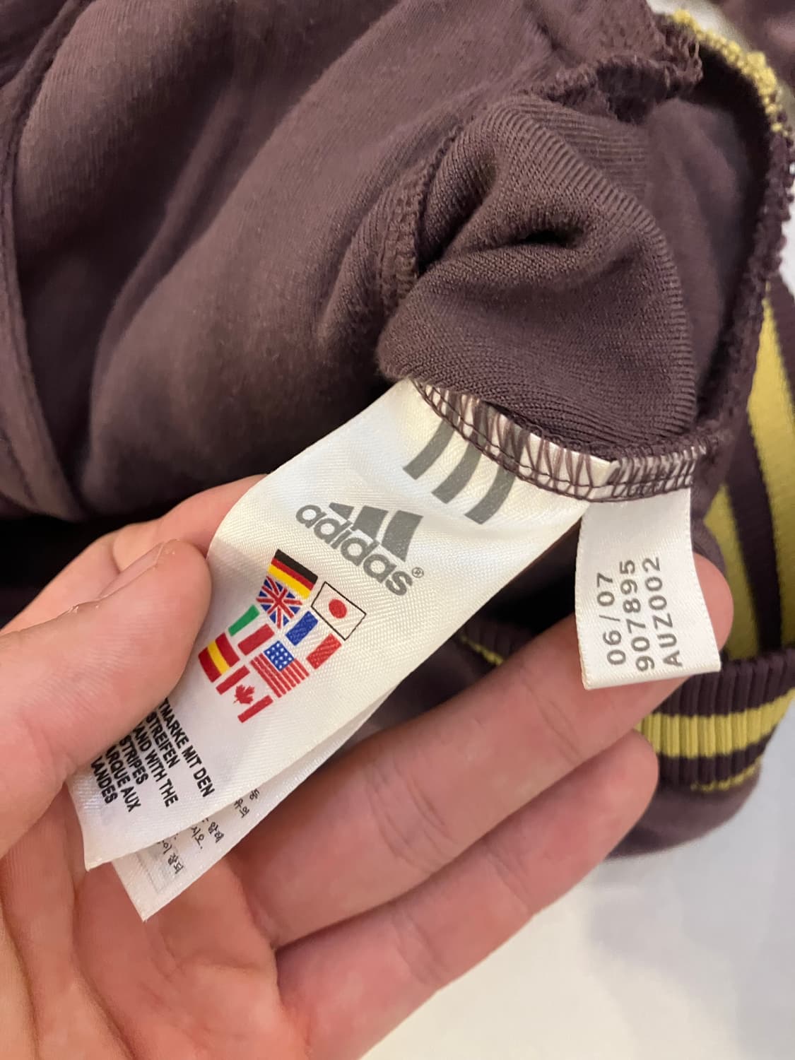 아디다스 y2k 딱붙핏 벨루어 벨벳 져지 퍼플 브라운 상품이미지5