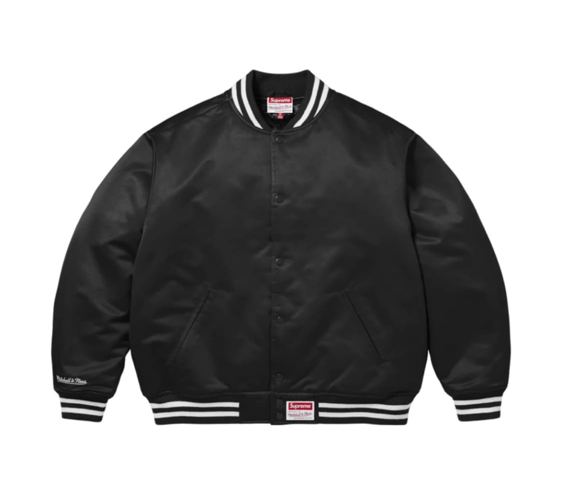 당일배송) 정품 L 슈프림 미첼 네스 사틴 바시티 자켓 블랙 - 24 상품이미지2