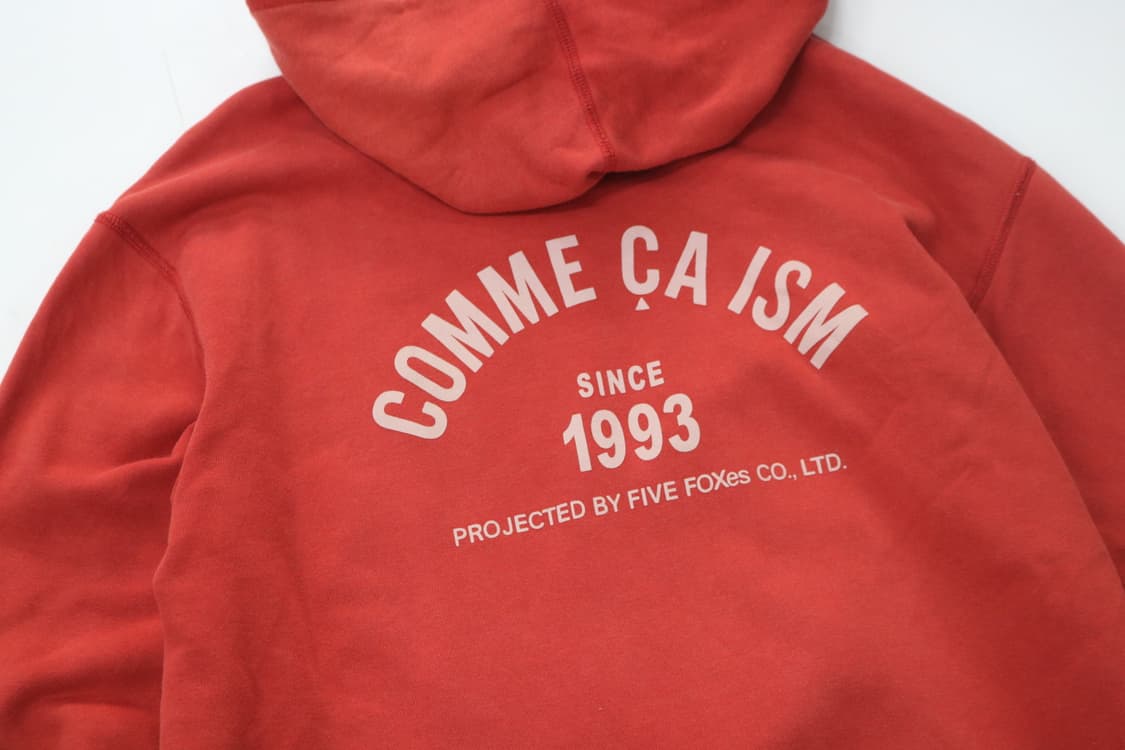 콤사이즘 빈티지 워싱 레드 백로고 후드 티셔츠 상품이미지5