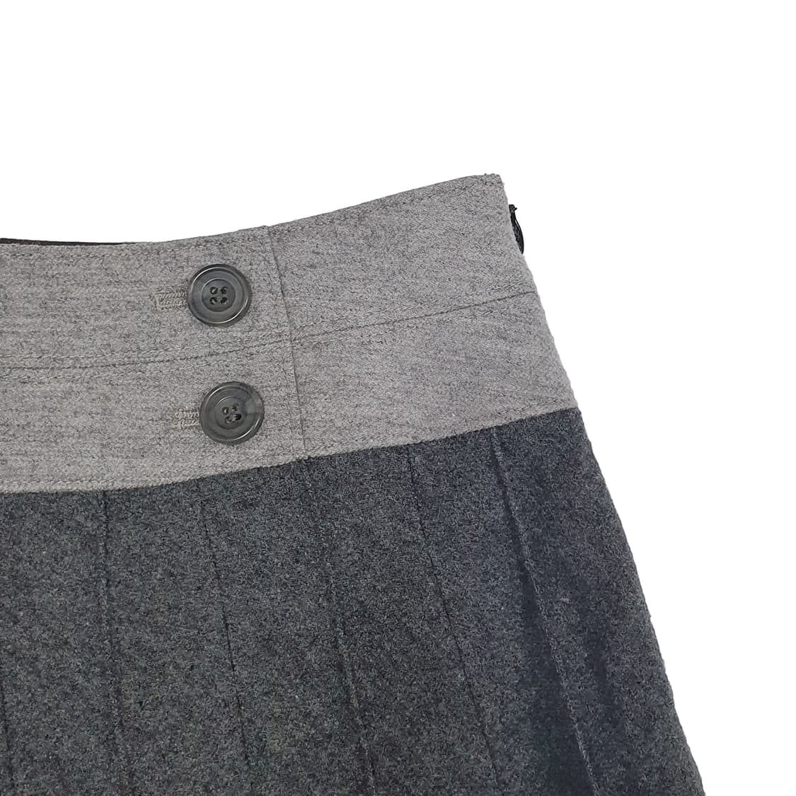 사이드 버튼 울 캐시미어 주름 미디 스커트 상품이미지3