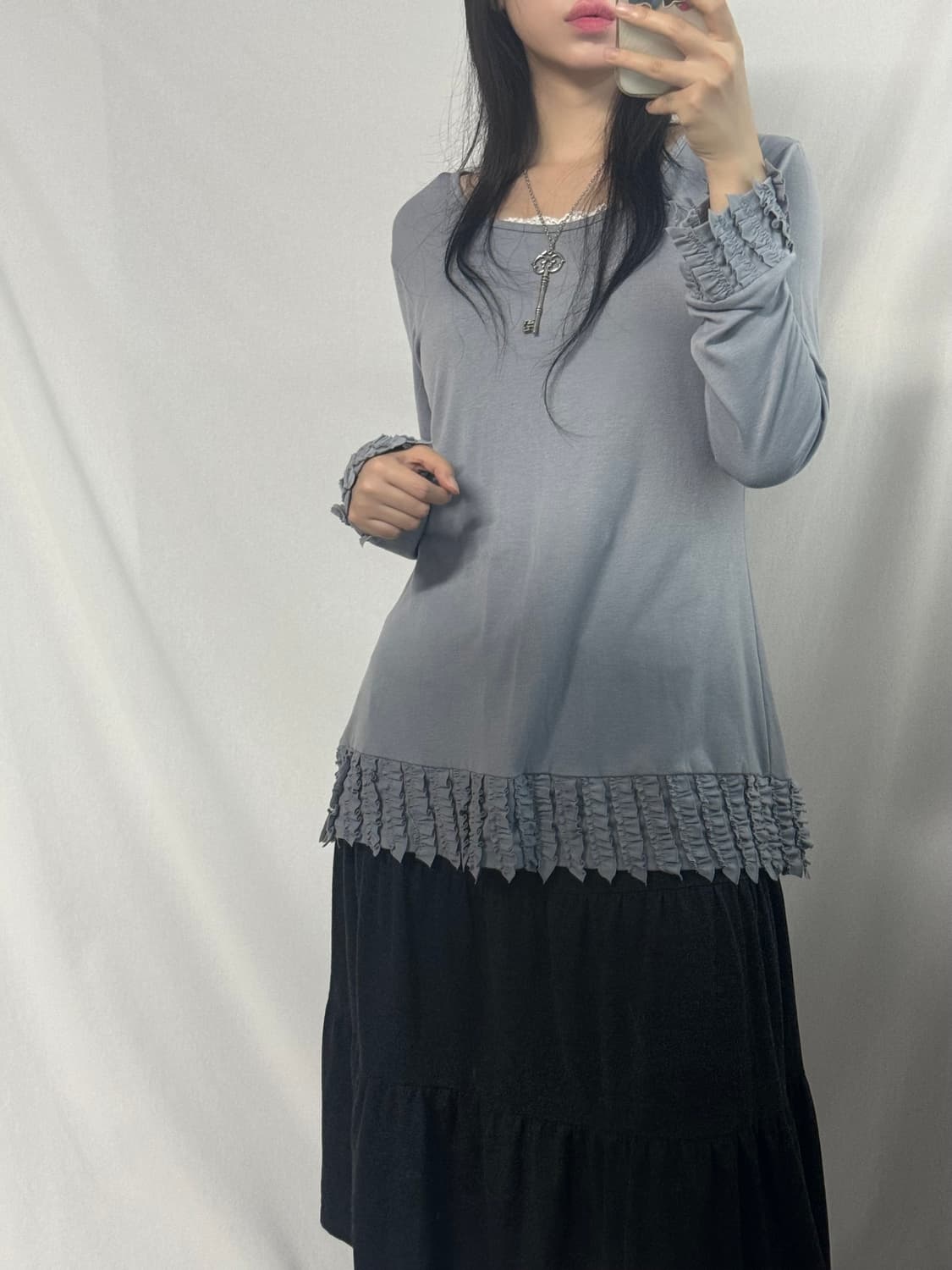 소프트 러플 탑 셔링 스커트 3pcs SET 상품이미지4