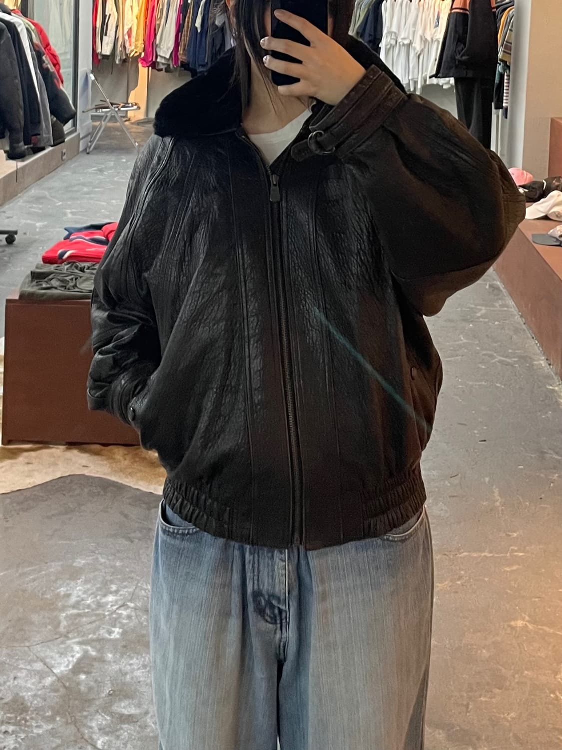 빈티지 양가죽 A-2 블랙 레더 봄버 자켓 H2361 상품이미지1