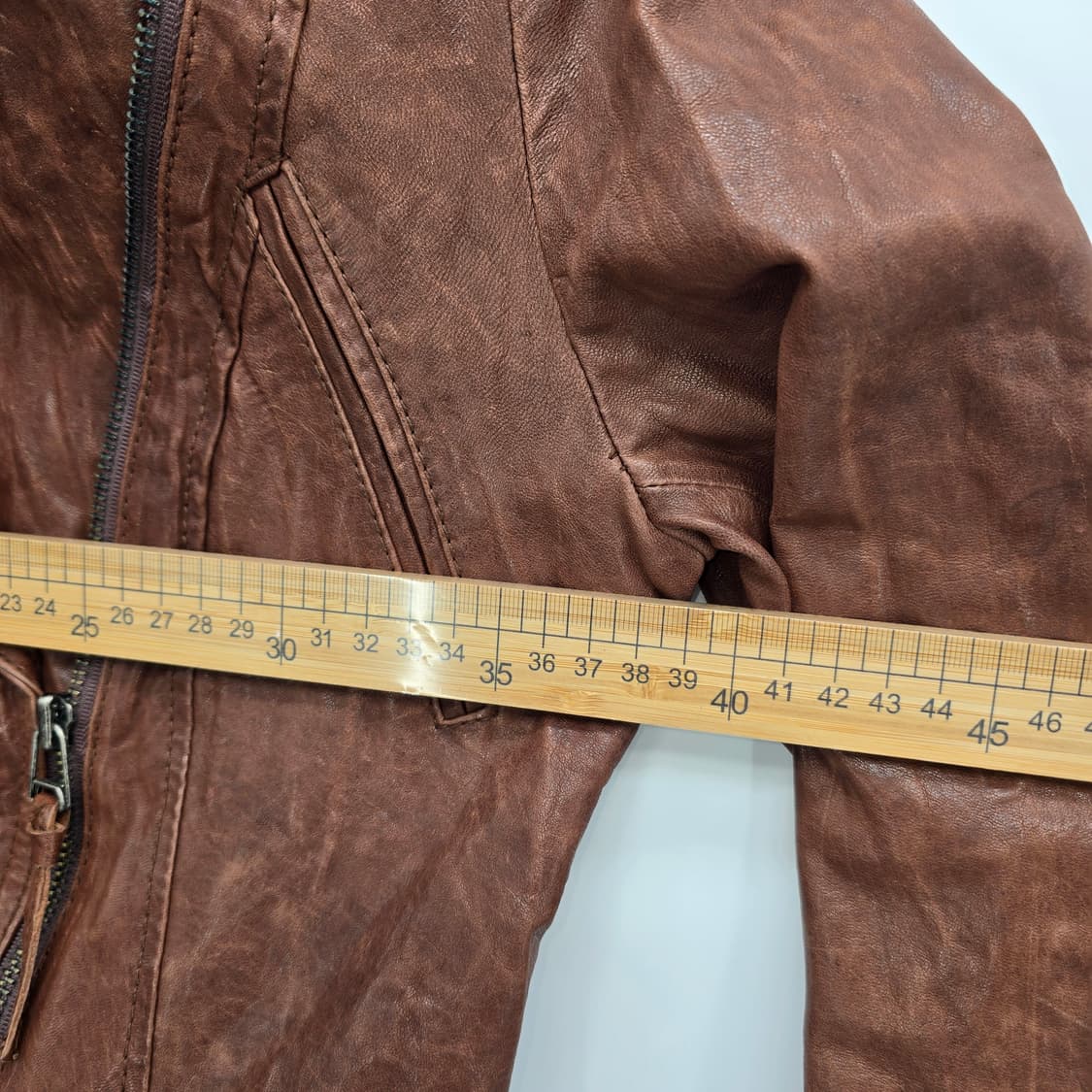 브라운 레더 크롭 라이더 자켓 XS 상품이미지6