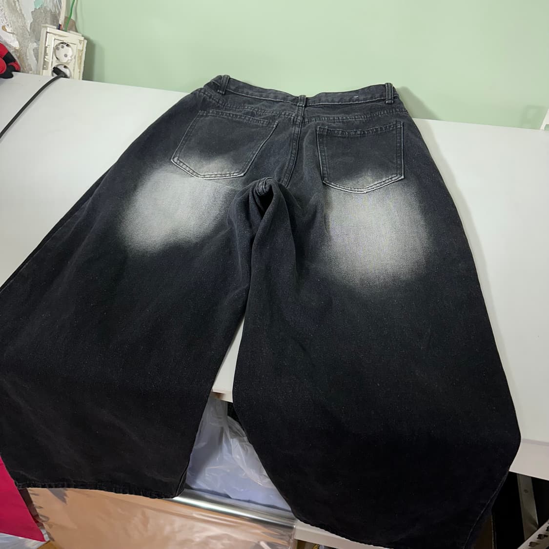 M 빈티지 와이드핏 빈티지워시드 블랙 데님팬츠 상품이미지6