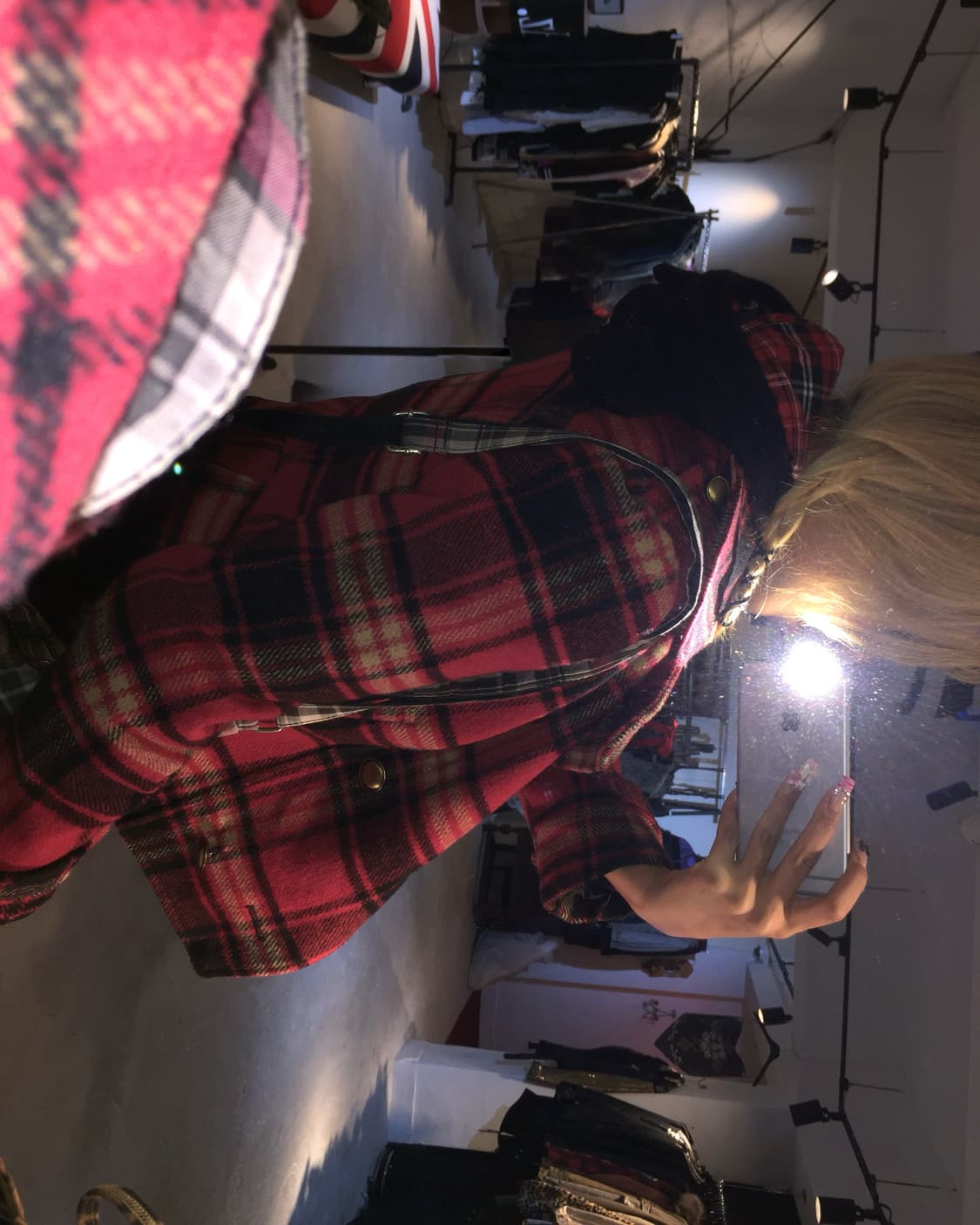 레드체크 더블버튼 숏코트 상품이미지7