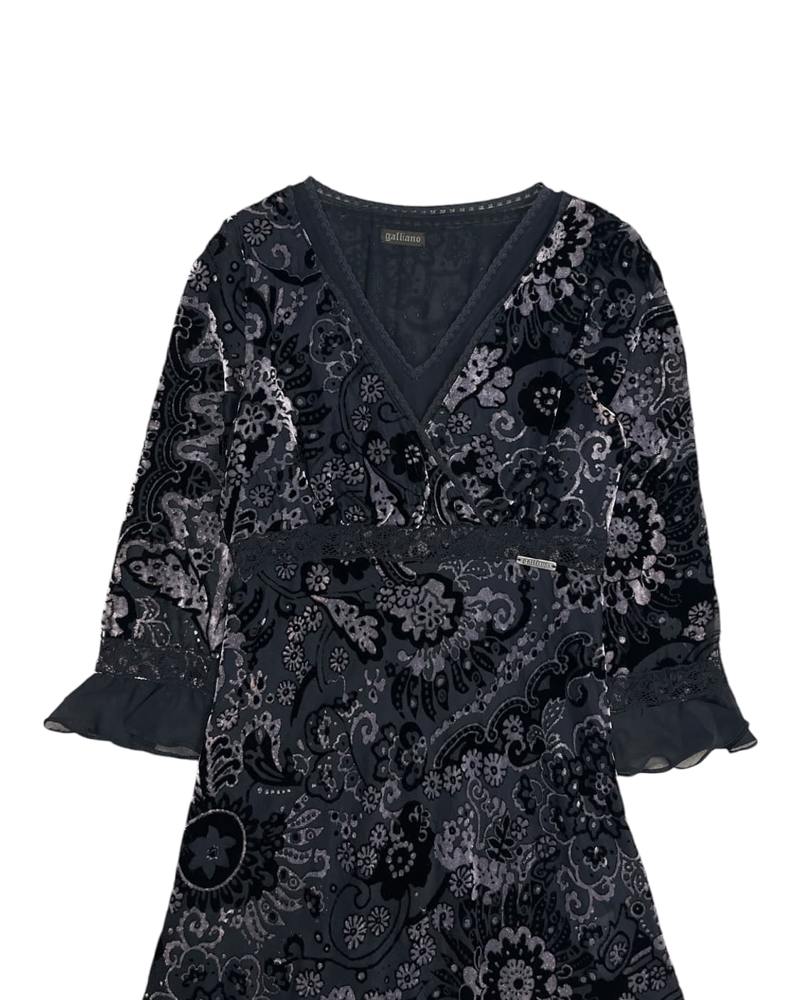 존 갈리아노 00s 레이스 디테일 벨루어 원피스 상품이미지6