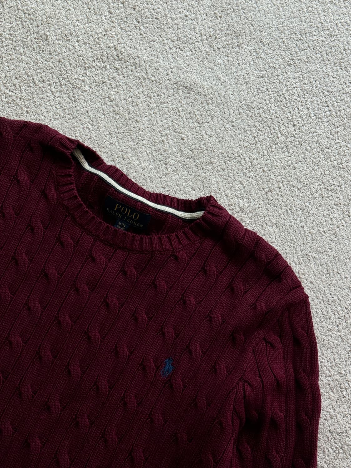 (새상품/정품) 폴로랄프로렌 보이즈 케이블니트 버건디 상품이미지3