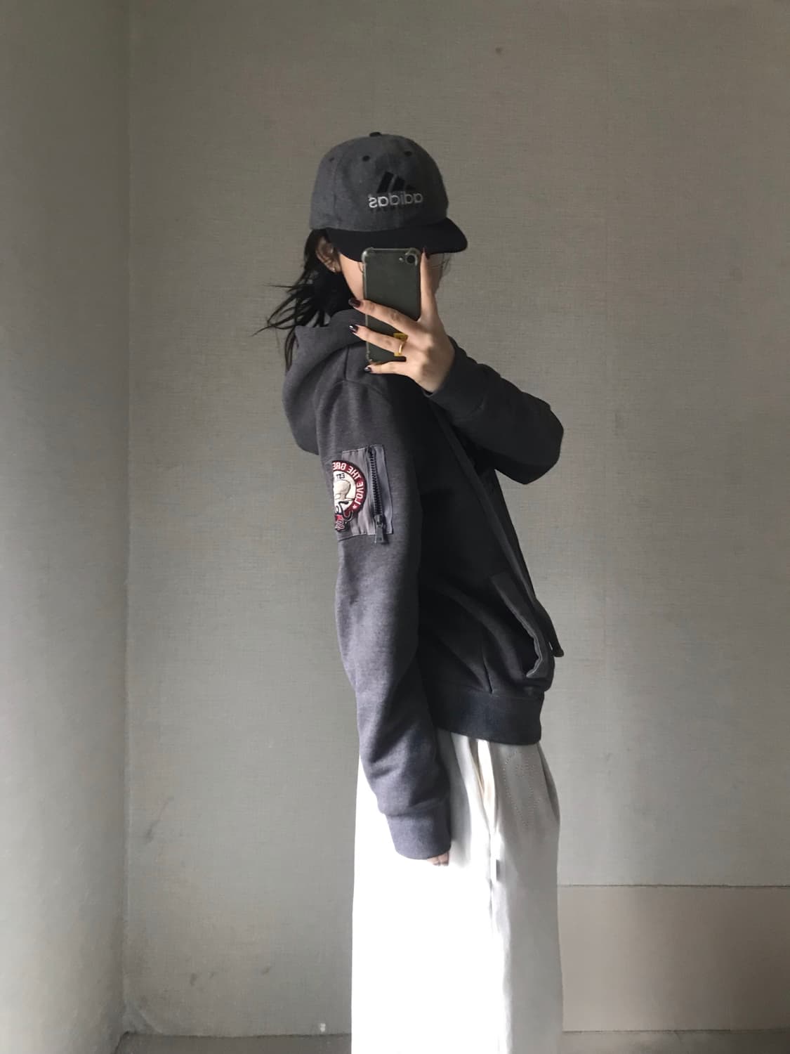 지프 그레이 후리스로고 후드집업 상품이미지2