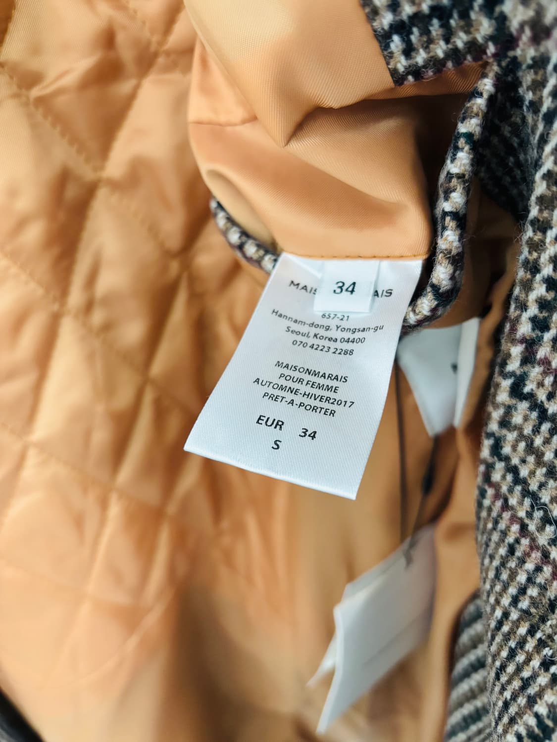 [새 상품] 메종마레 MAISON MARAIS 울 체크 싱글 코트 상품이미지3