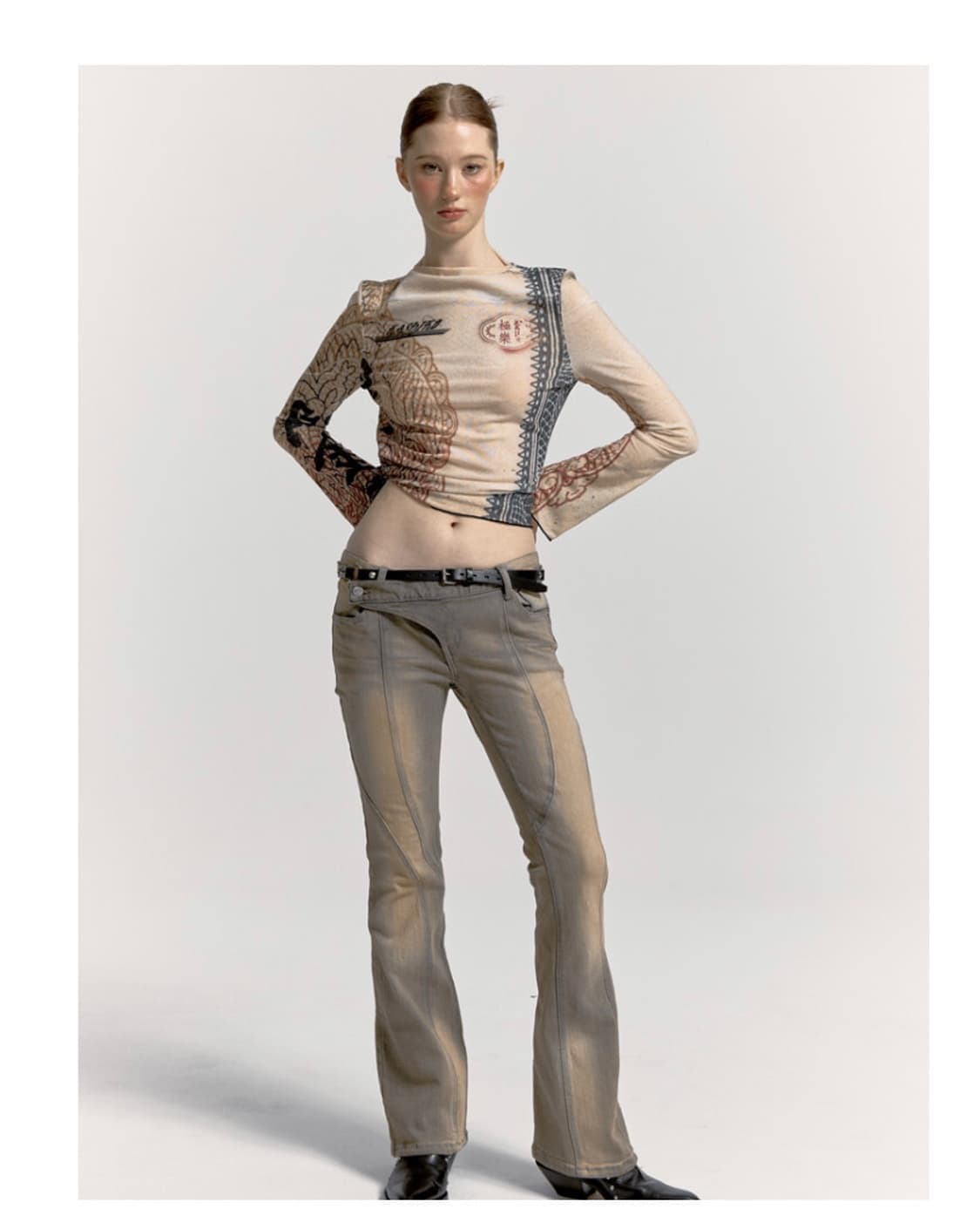 카시코 lowrise washed jeans beige 상품이미지4