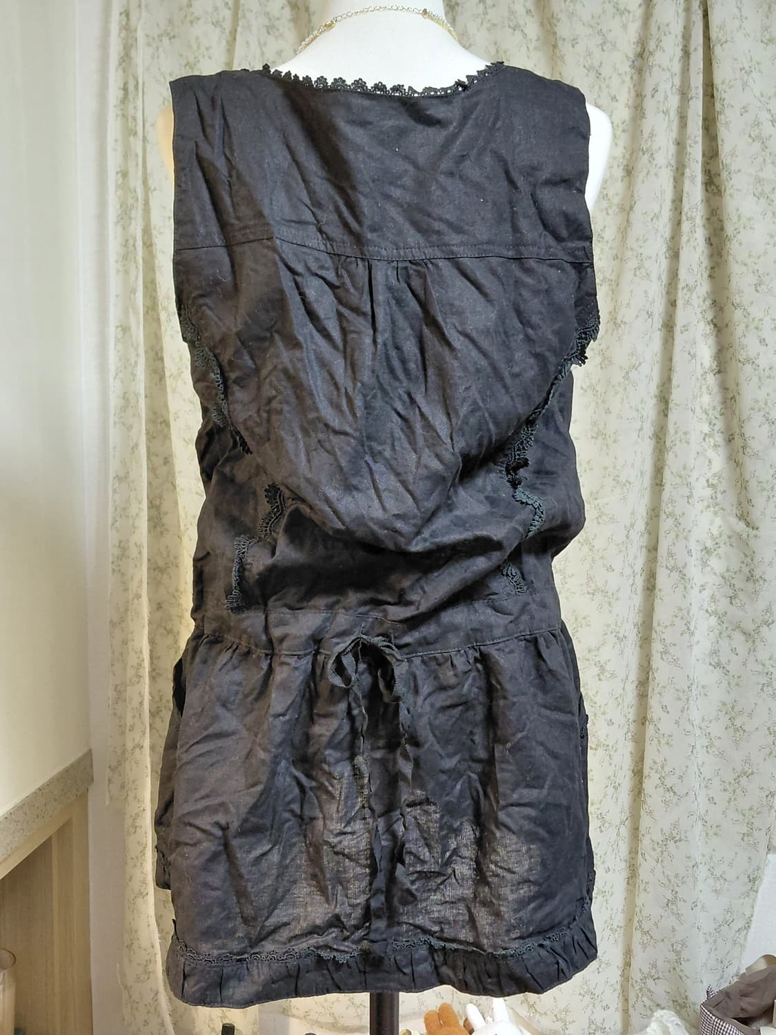 [일본빈티지] 엑시즈팜 빈티지 블랙 레이스 프릴 베스트 조끼 상품이미지4