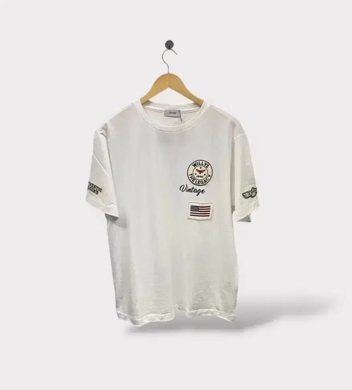 [새상품]지프JEEP 성조기와펜 반팔티 화이트 XL 상품이미지1