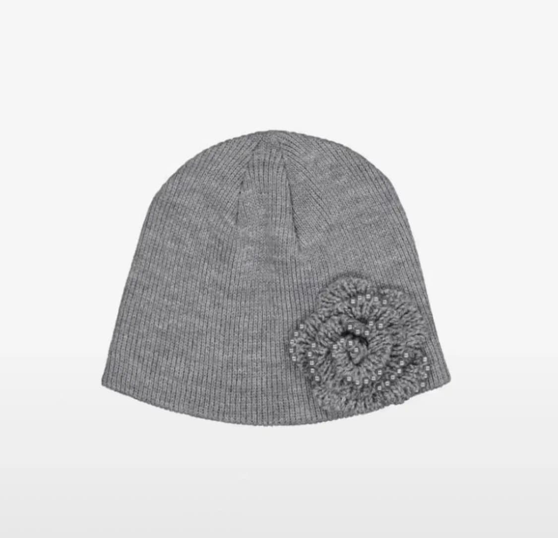 셋업이엑스이 비니 pearl corsage beanie 회색 상품이미지1
