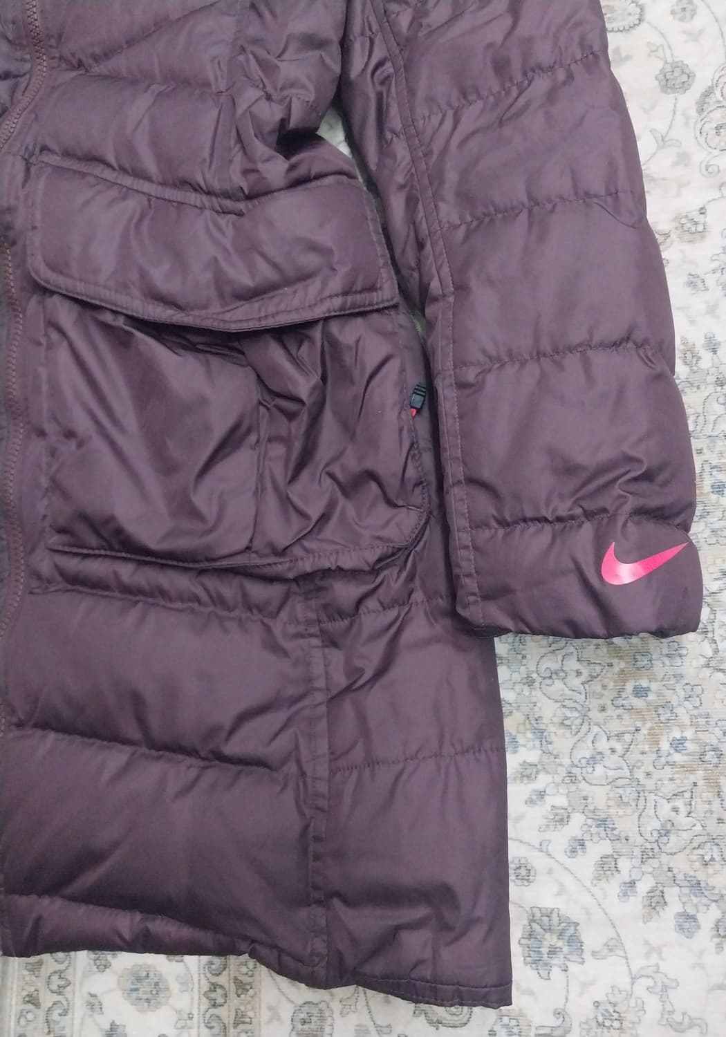 나이키 얼라이언스 버건디 롱 패딩 M (후드분리됨) 상품이미지3