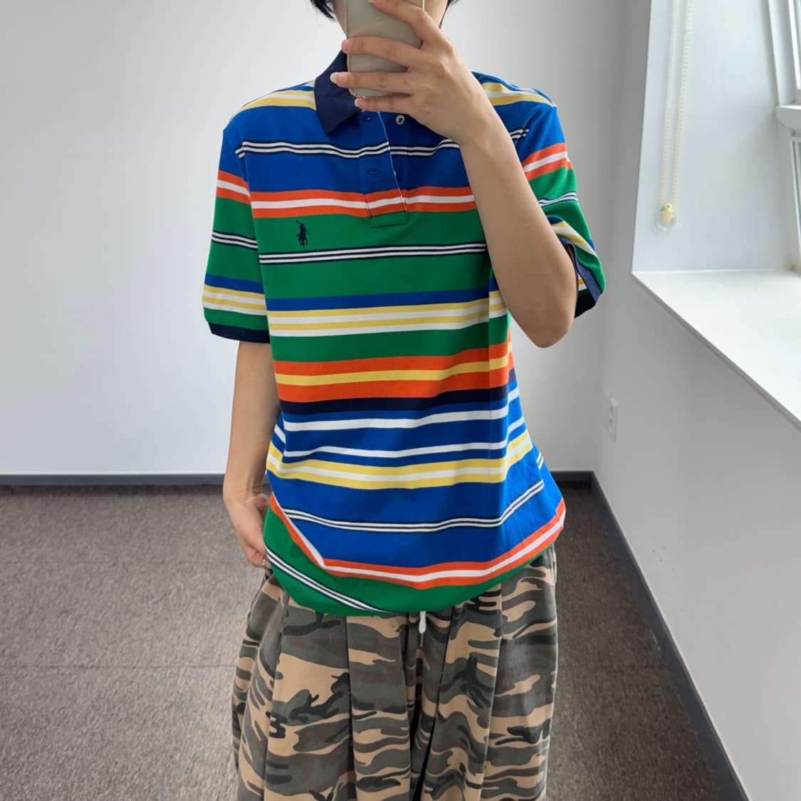 Polo 폴로 네이비 포니 스트라이프 카라 반팔티  상품이미지1