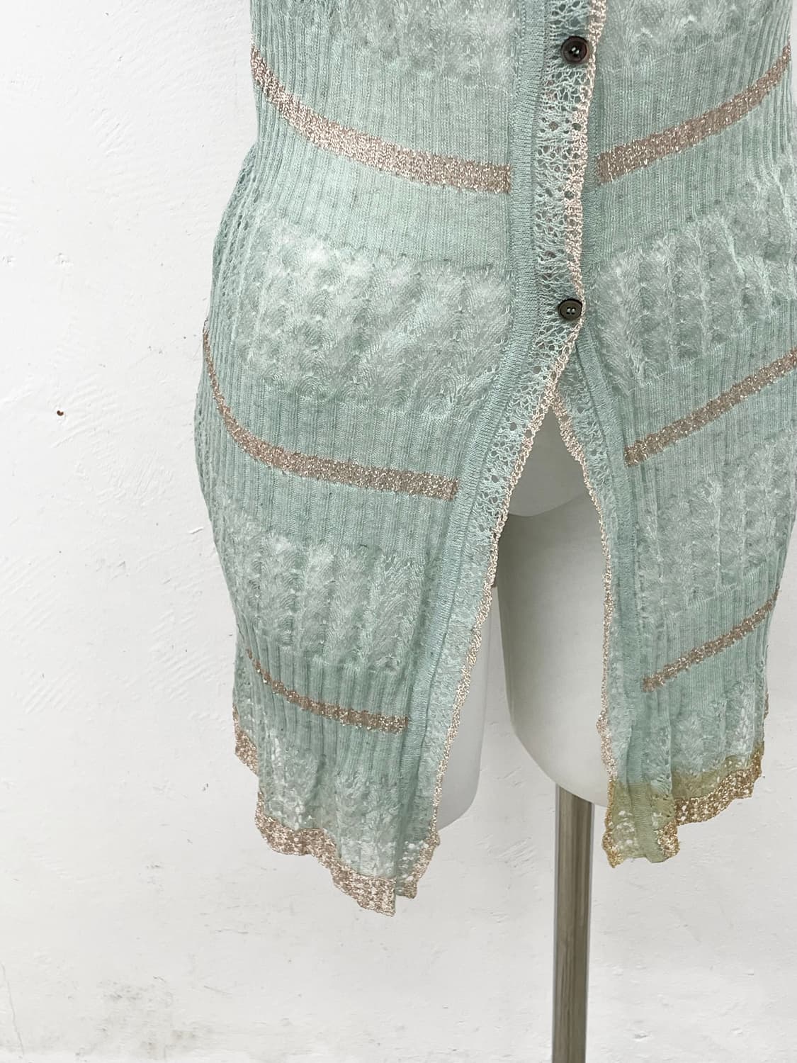 베네통 민트 크로셰 버튼 탑 상품이미지3