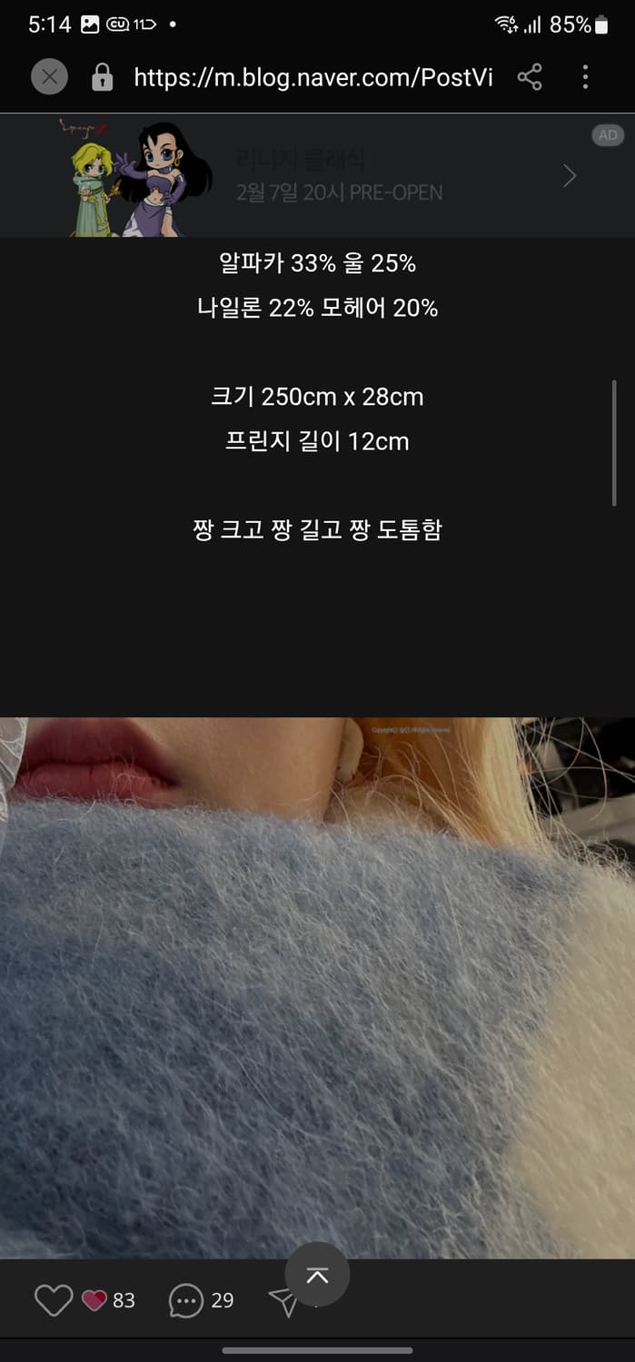 아크네스튜디오 모헤어 체크 머플러 상품이미지8