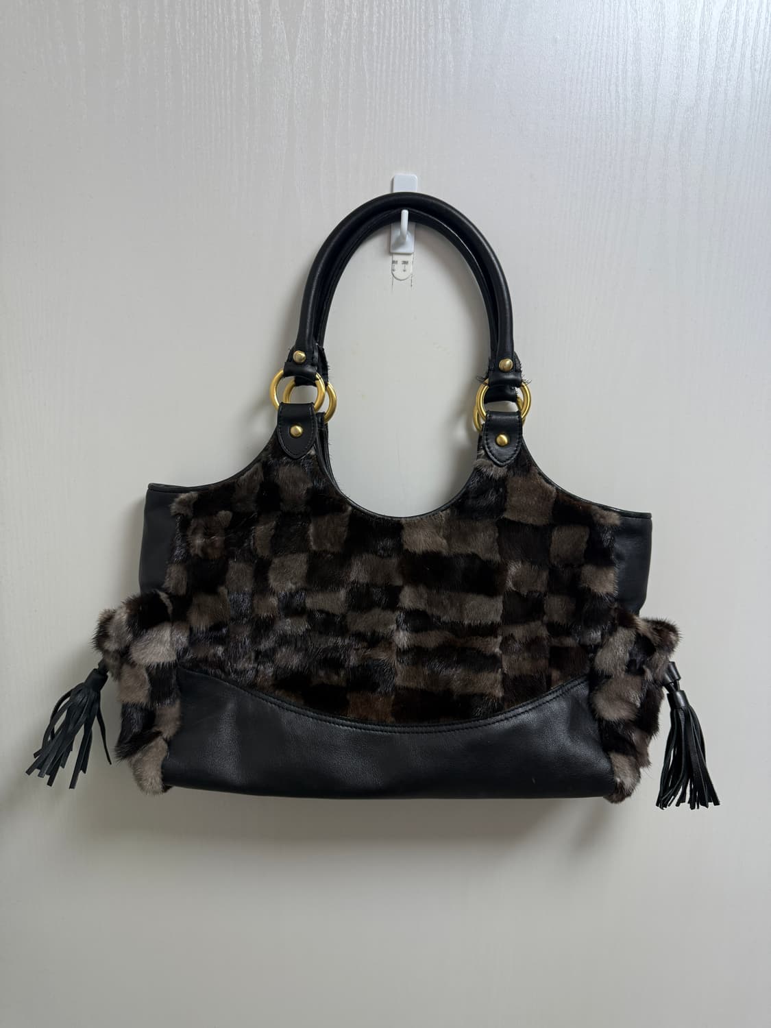 빈티지 리얼 밍크 퍼 테슬 토트백 상품이미지1