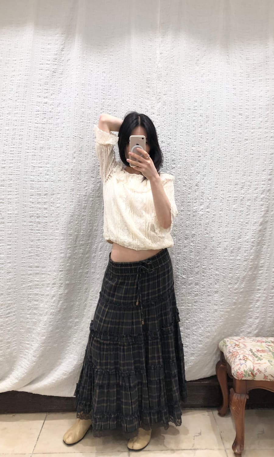 plaid ruffle breeze skirt 상품이미지2
