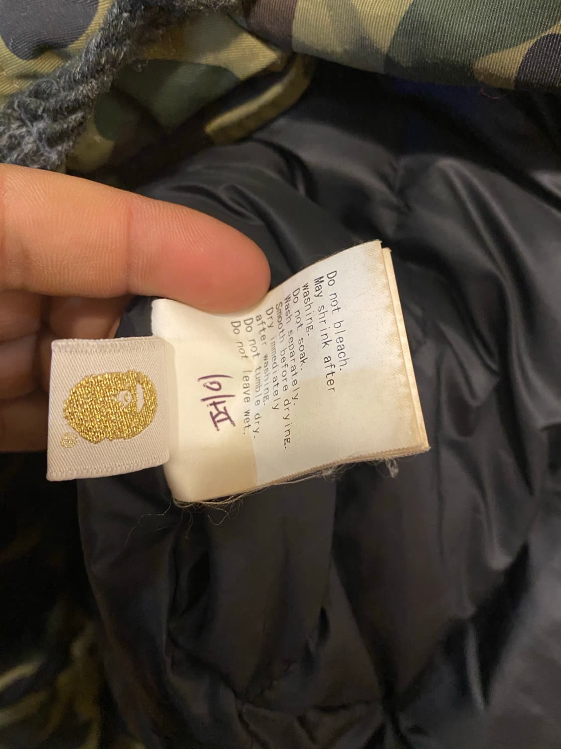 BAPE 1st camo 떡볶이 패딩 자켓 M size 상품이미지7