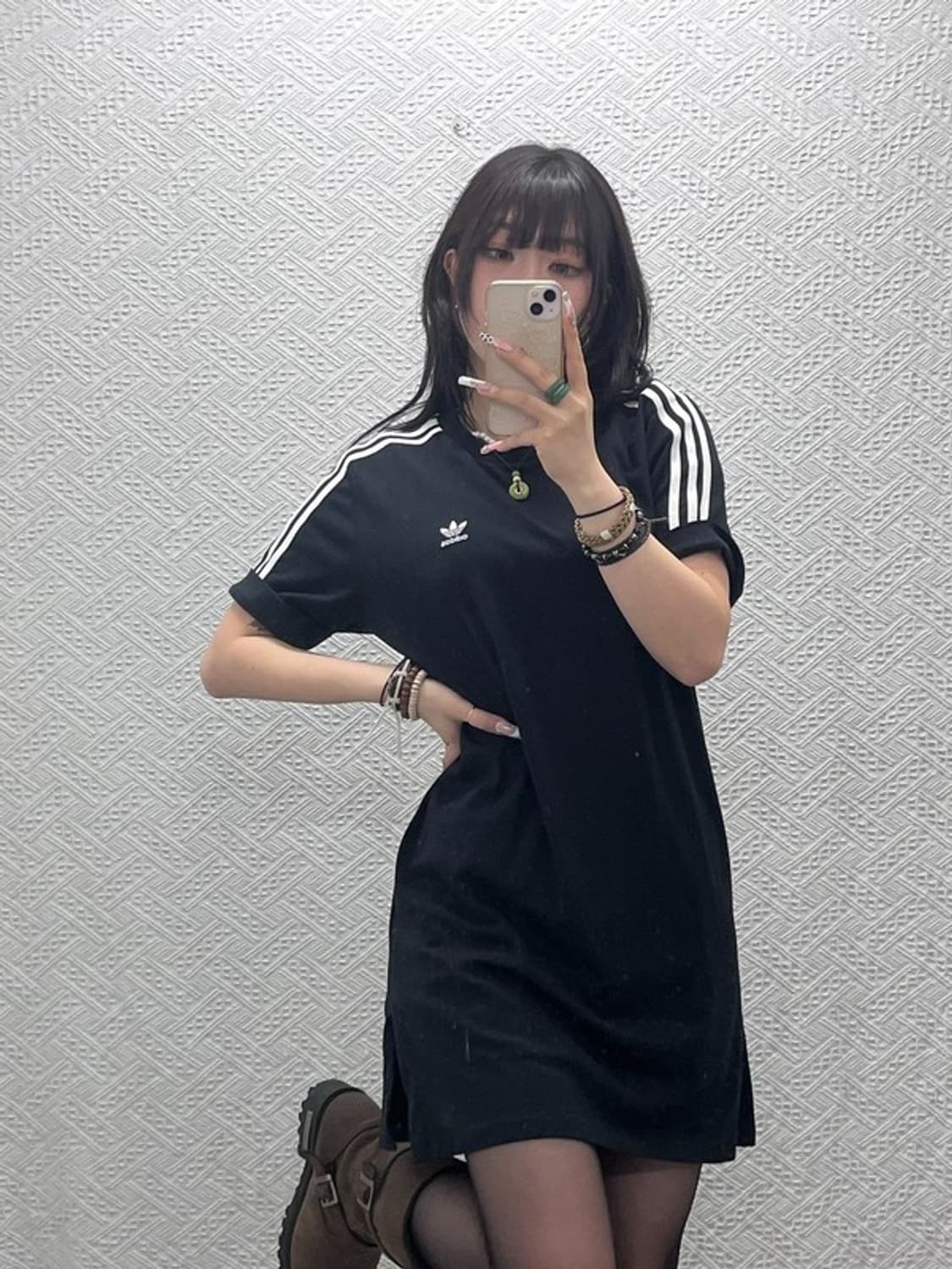아디다스 빈티지 캐주얼 삼선 반팔 미니원피스 S C11430 상품이미지1