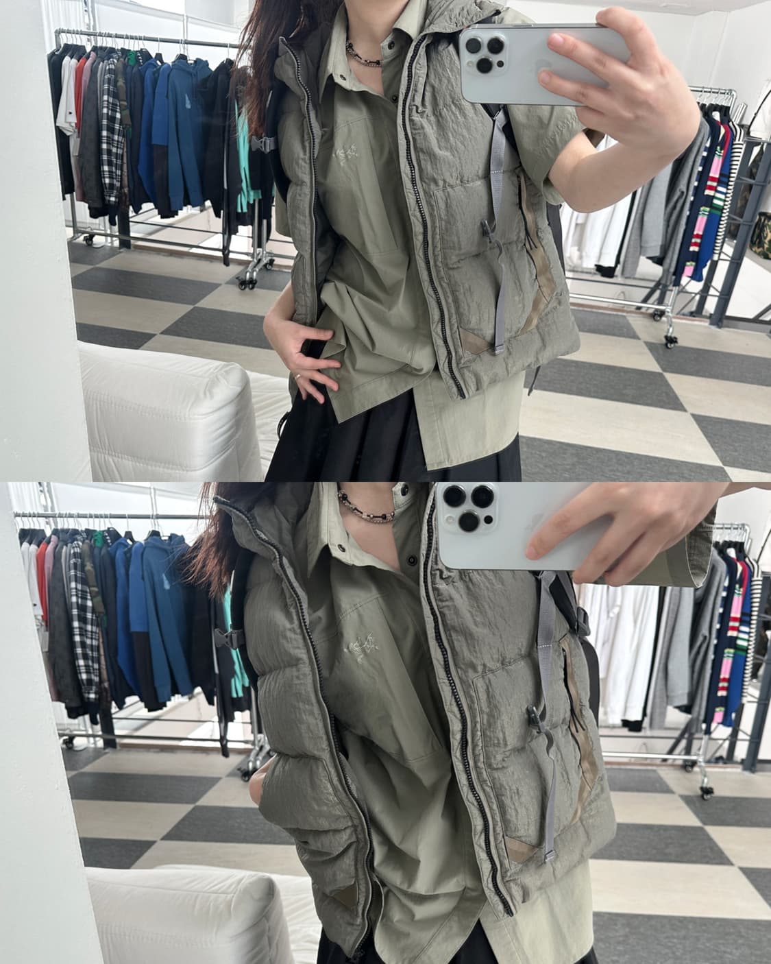 CP컴퍼니 가먼트다잉 나일론 고글 패딩 베스트 상품이미지8