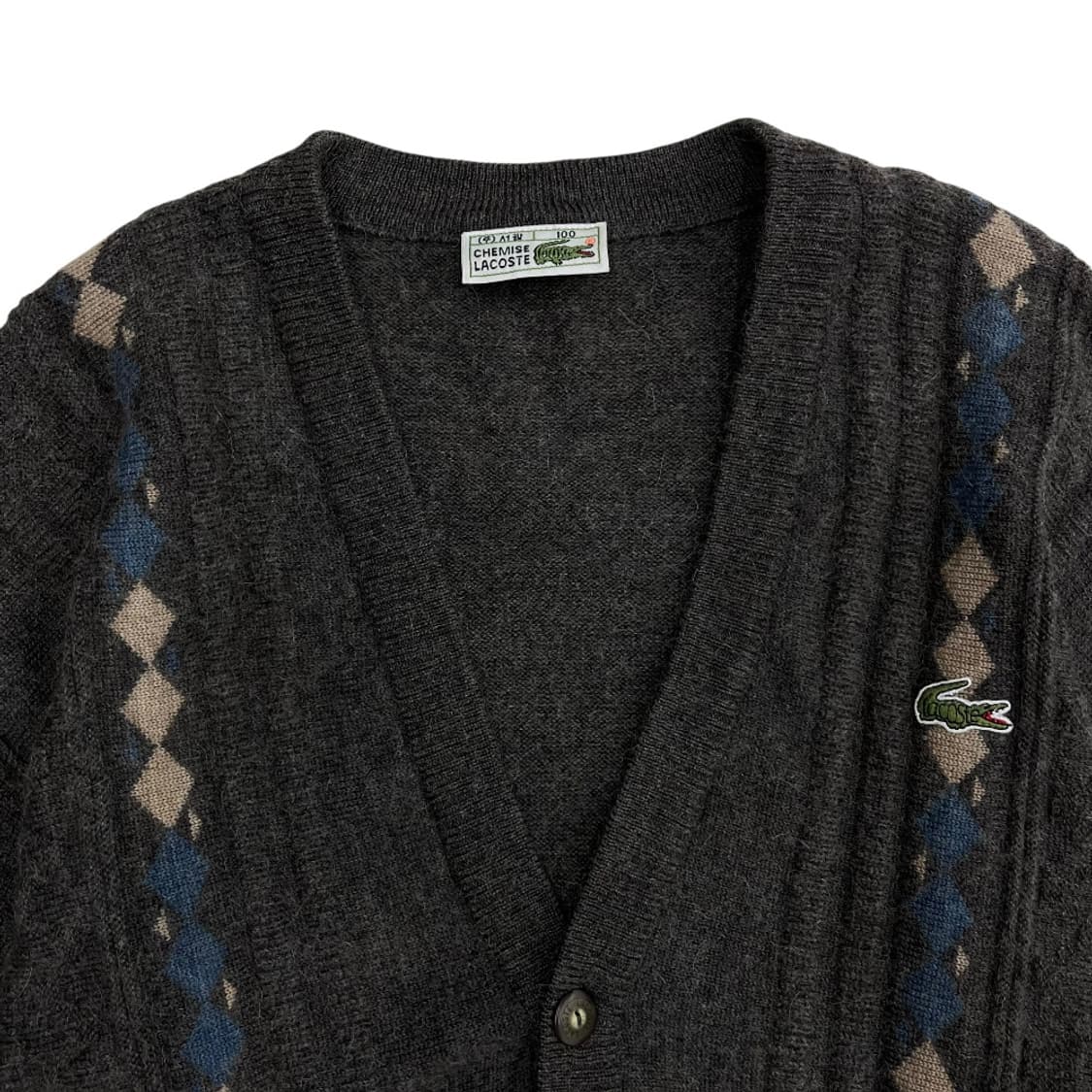 라코스테 파스텔 체크패턴 차콜 가디건 100 상품이미지4